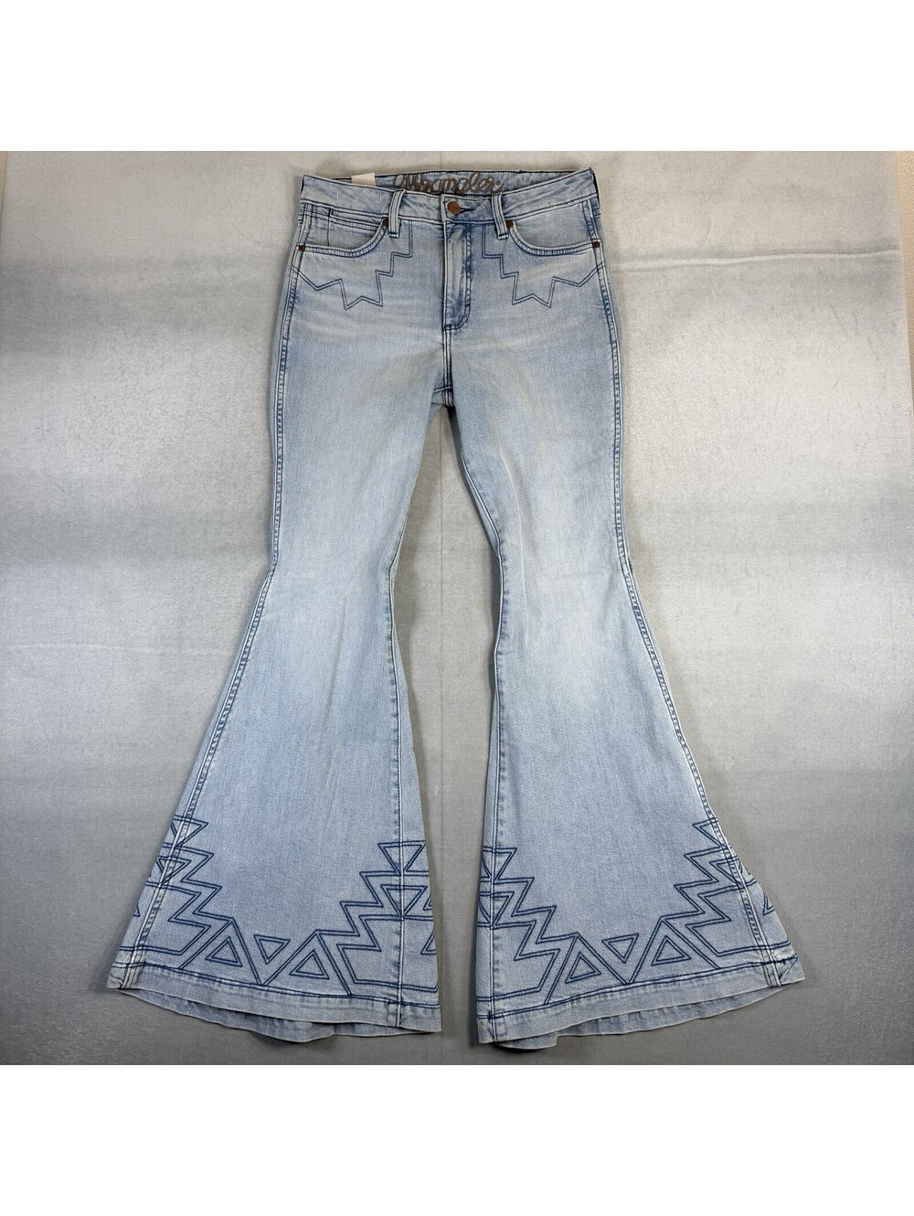 Wrangler Retro High Rise Trumpet Flare Jeans Womens 28x34 Blue Stretch Denim NWT